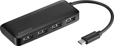 Insignia- 4-Port USB Hub with USB-C Connection - Black picture
