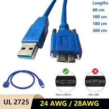 USB A 3.0 to Micro B Panel Mount Cable with Locking Screws Male to Male 0,6m~3m picture