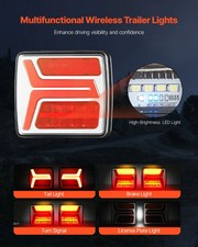 Trailer Lights, 2PCS 12V Square LED Magnetic Wireless Trailer Tail Lights Kit wi picture