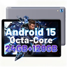 2025 10.1 inch Android 15 Tablet 24GB RAM 128GB ROM LCD Touchscreen Gray WIFI 6 picture