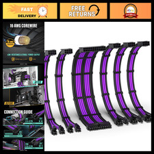 16AWG PSU Extension Kit 300MM, 24-Pin, 2xEPS, 3xPCIe Cables, Black Purple picture