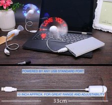 LED LIGHT USB POWER COOLING Mini FAN Travel Laptop Computer PC Desk (I LOVE YOU) picture