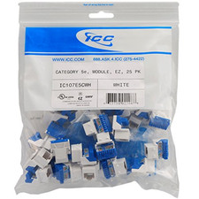 ICC CAT5e RJ45 Keystone Jack for EZ Style, White, 25-Pack picture