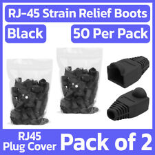 2 Pack 50 Pcs RJ45 Plug Strain Relief Boot Cat5e Cat6 Connector Cover Cap Black picture