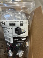 BRAND NEW Weltron 44-678C6-BK-CP Cat6 110 Keystone Jack Black 25-Pack Contractor picture