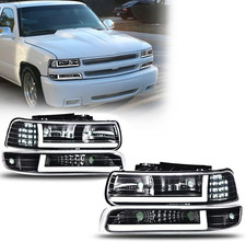 LED DRL Headlight Assembly Fit Chevy Silverado 1500/2500 99-02 picture