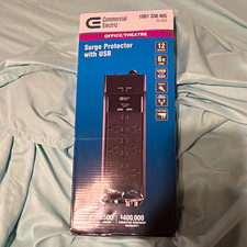 Commercial Electric 12-Outlet Surge Protector w/ USB, 6 ft Cord, 1500J picture