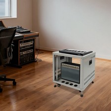9U Server Rack, Server Rack Cabinet, Rolling Studio Rack Case Grey picture