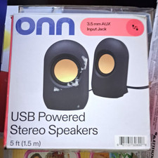 onn 2.0 Wired USB Computer Speakers w/ 3.5mm Aux Input, Black picture