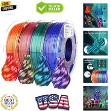 Silk PLA 3D Printer Filament Bundle, Shiny Dual Color Filament 1.75mm Pack, M... picture