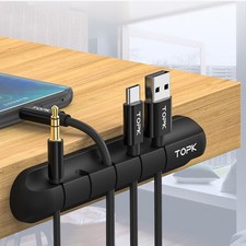 Silicone Cable Holder Organizer Adhesive Desk Cord Management Black picture