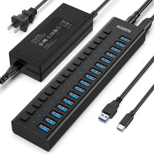 16-Port USB 3.2 Gen 2 Hub, 10Gbps High-Speed Aluminum Powered Hub with 96W picture