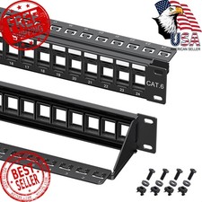 Cable Matters 1U 24 Port Keystone Patch Panel with Cable Management | With Su... picture