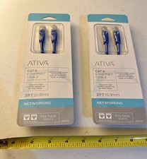 ATIVA CAT 6 Ethernet Cable 7 FT 1000 Mbps Blue Includes Two Male RJ45 Plugs- New picture