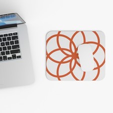 Geometric Interlocking Circles Mouse Pad | Orange Floral Mandala picture