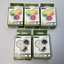 Dell Series 9 Ink Cartridge Lot 2x Black MK990 3x Color MK991 - (5 Total Inks) picture