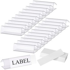 Clear Plastic Label Holder 3x1 with Label Inserts Office Supply Set 100 Pcs picture