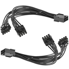 2Pcs Pcie Gpu Power Extension Cable Splitter Adapter Sleeved 8 Pin to 6 pin D... picture