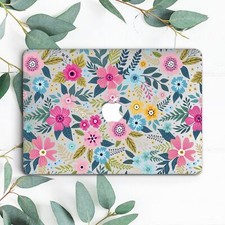 Abstract Pink Blue Flowers Clear Hard Case For Macbook Pro 13 14 15 16 Air 13 picture