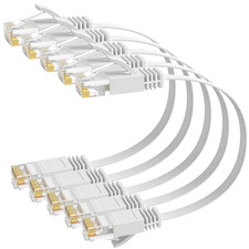 Elecan Cat 6 Flat Ethernet Cable 1 Ft/5 Pack, High Speed Slim Short Patch picture