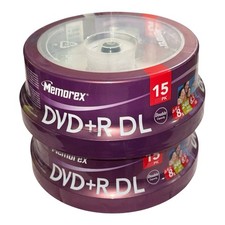 (2x) 15 Packs Memorex (Double Layer DVD+R DL) 8.5 GB 240 Min 2.4x Blank DVDs NEW picture