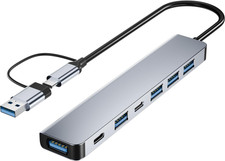 【Upgrade】 USB C/USB Hub, BERLAT Aluminum 7 in 1 USB C & USB Hub with USB 3.0, US picture