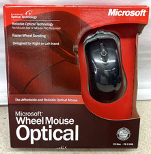 Microsoft Wheel Mouse Optical D66-00069 Black PS/2 USB Vintage PC Mac Brand New picture