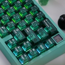 114 Keys Crystal Clear Keyboard Keycaps Transparent Cherry Profile Green PC Mac picture