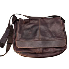 Kenneth Cole Reaction Messenger Bag Vintage Leather Computer Style 524541 Brown picture