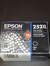 04-2019 NIB GENUINE Epson 252XL Black Ink Cartridge WF 3620 3640 7110 7610 7620 picture