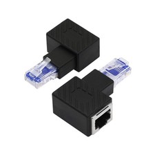 2 PCS 90 Degree RJ45 Ethernet Adapter Right Angle Male To Female Cat6/Cat5e picture