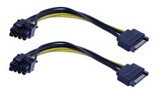 15-Pin SATA Male to 8 Pin (6+2 Pin) Pci-Express Female Video Card Power Adapter picture