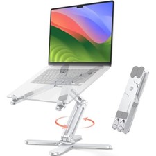 LA10 360° Rotating Laptop Stand Riser Foldable for Desk, Silver | Aluminium picture
