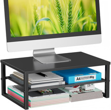 2-Tier Computer Monitor Stand Riser, Desk Organizer for Monitor, Black picture