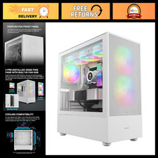 White E-ATX Mid Tower Gaming PC Case, Tempered Glass, USB-C, 3 ARGB Fans, 360mm picture