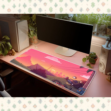 Anime Sunset Desk Mat XL Gaming Mouse Pad Pink Lofi Cityscape Aesthetic picture