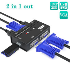MT-VIKI 2 Port VGA KVM Switch Box USB2.0 Monitors Switcher For Mouse Monitor PC picture