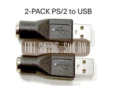 PS/2 to USB 2.0 Adapter Converter Keyboard Mouse PS2 Female USB Male 2 Pack picture