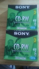 Sony CD-RW Multi Speed 1x 2x 4x 650 MB/MO 74 Minutes, 3 Pack 2 boxes picture