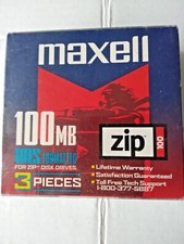Maxell Zip Disk 3 Pack IBM Formatted PC 100 MB Megabyte New. In Box MD picture