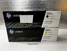 HP 201A Black Yellow Toner Cartridge CF400A CF402A Lot of 2 NEW OEM Sealed M252 picture