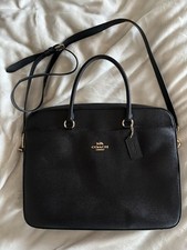 Coach Laptop Bag in Crossgrain Leather Black Crossbody F39022 picture