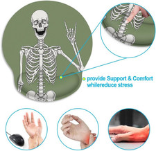Britimes Ergonomic Mouse Pad with Wrist Support Green Human Skeleton Skull Non-S picture