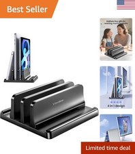 Durable Adjustable Vertical Laptop Organizer - Supports Multiple Devices, Black picture