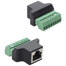 2 PCS RJ45 Female To 8 Pins Screw Terminal Block Adapter Cat7 Cat6 Cat5 picture