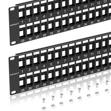 2 PCS 48 Port Blank Keystone Patch Panel Cat 6 Network 2U 19 Inch Rack picture