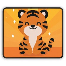 Cute Smiling Tiger Gaming Mouse Pad | Orange Cartoon Cat Desk Mat picture