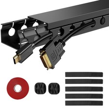 Updated Cable Raceway Kit - 31 (2X15.4) Inch Open Slot Wire 2 Pack, Black  picture