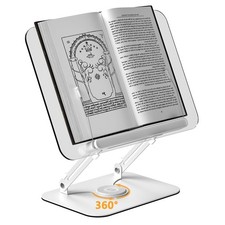 Alitamei Acrylic Book Stand 360° Rotating Base Adjustable Page Clips Foldable picture