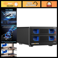 Aluminum 2 Bay Hard Drive Enclosure with Cooling Fan for 2.5”/3.5” SATA HDD/SSD, picture